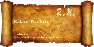 Rákai Martin névjegykártya